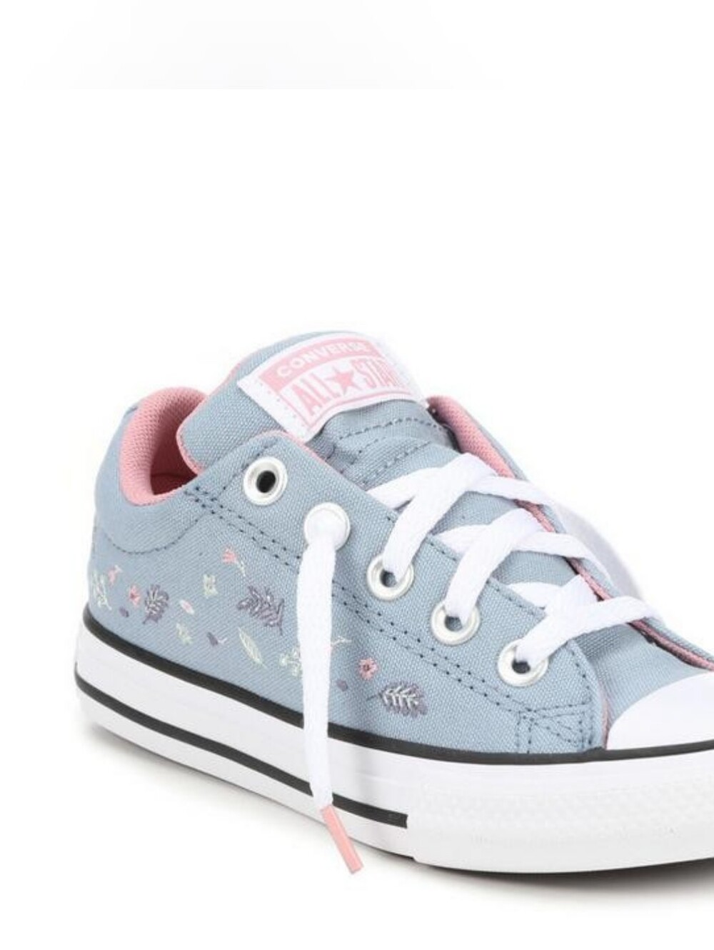 Converse Kids Sneakers Light Blue with Floral Accents Girls Size 5